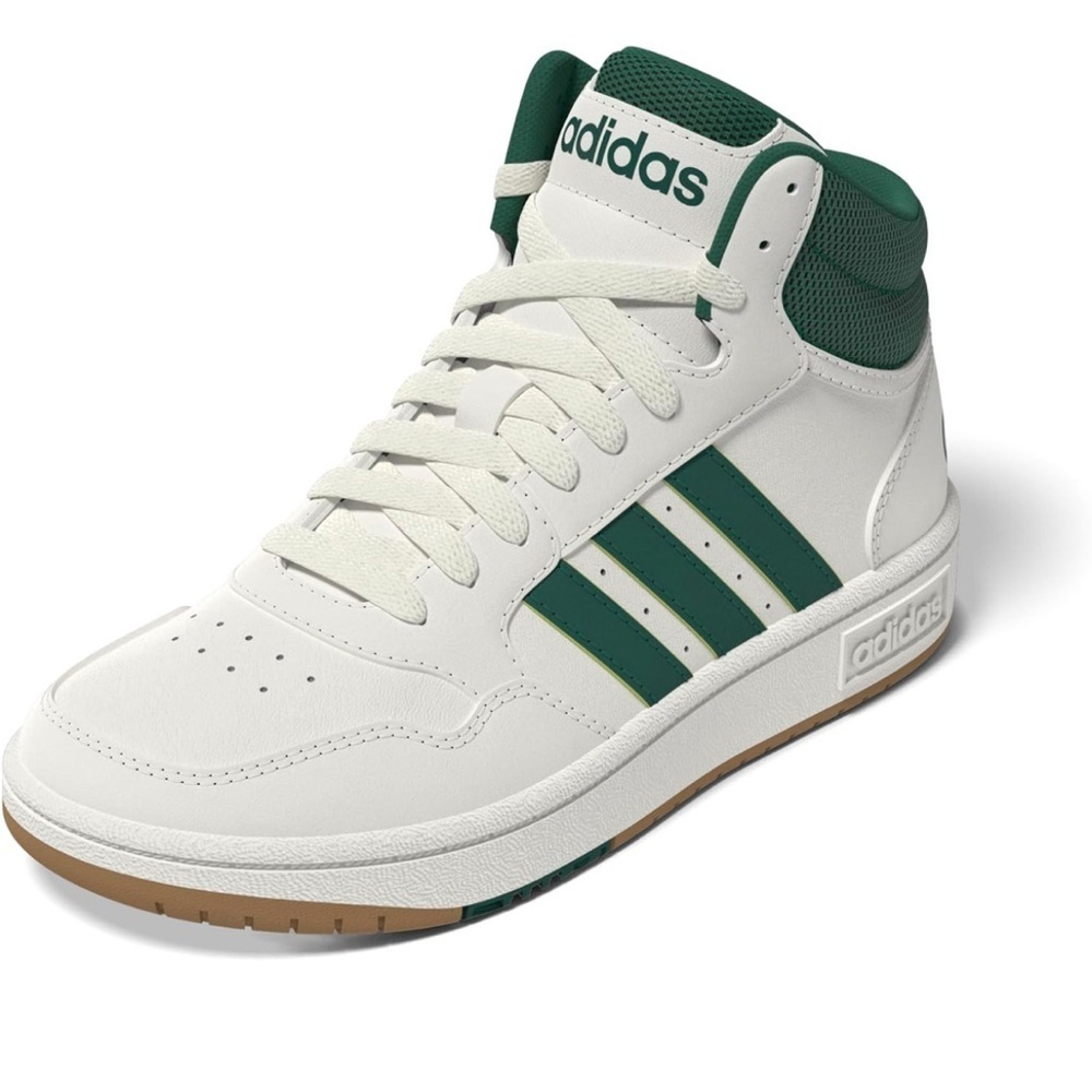 adidas Unisex-Child Hoops 3.0 Mid Top Sneaker Green/White‎ Size 4 NWT No Box